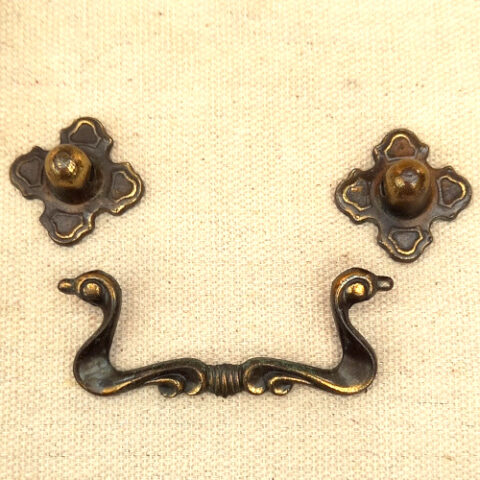 Heavy replica vintage swivel drawer handle with 73mm centre-to-centre spacing