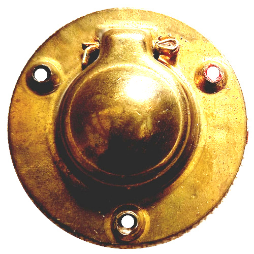 Vintage brass ring pull handle with 44mm diameter round mounting plate