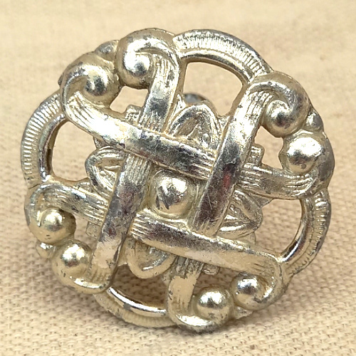 Vintage silver-tone pull knob, 43mm diameter