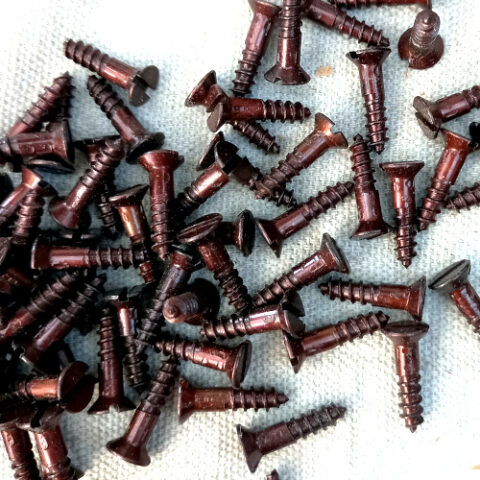 #8 x 3/4″ (4.2x19mm) Vintage NOS Plated Bronze Metal Antique Slotted Screw (ANTS-046)