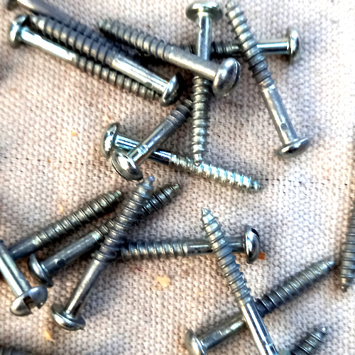 3.4x35mm vintage NOS round head slotted steel screw