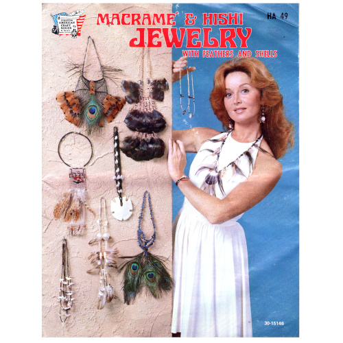 1976 Macrame and Hishi Jewelry with Feathers and Shells HA49