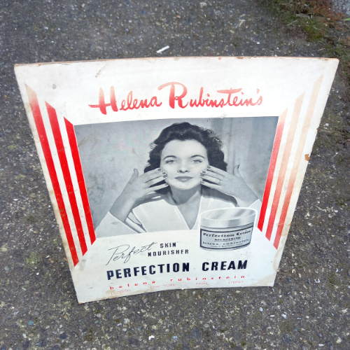 Vintage Helena Rubinstein Perfection Cream advertising sign from around 1940