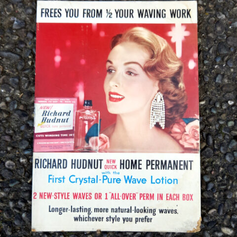 Vintage Richard Hudnut Home Permanent Advertising Sign – c. 1950 (MISC-038)