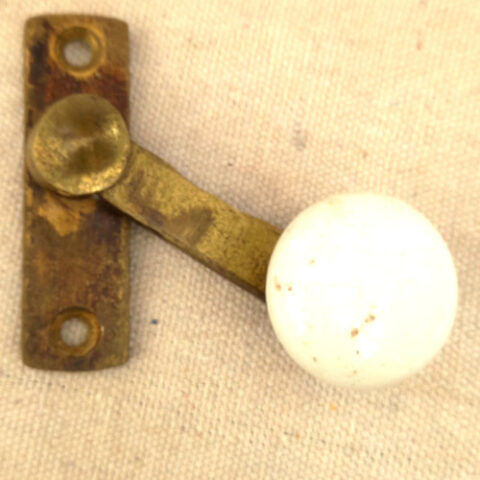 Victorian Brass/Ceramic Sash Fastener (WIND-037)