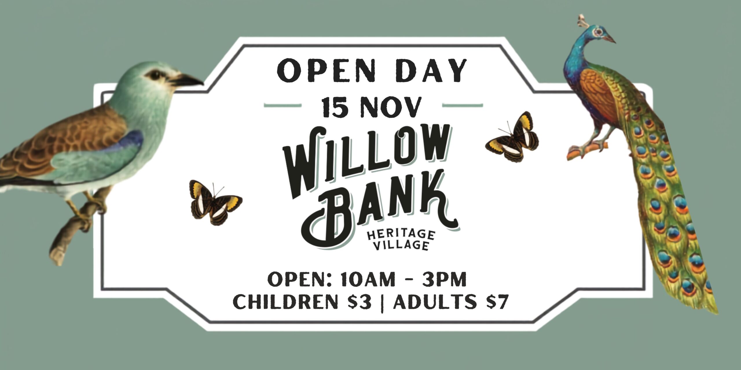 Willow Bank Heritage Village Open Day with historic-style village buildings, vintage displays and family activities in Wakefield, Nelson, New Zealand
