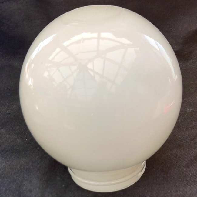 Large vintage white glass globe shade for outdoor light with screw-in fitting