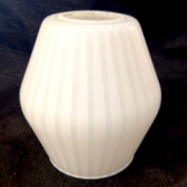 Retro cylindrical tube light shade in white glass with white stripes