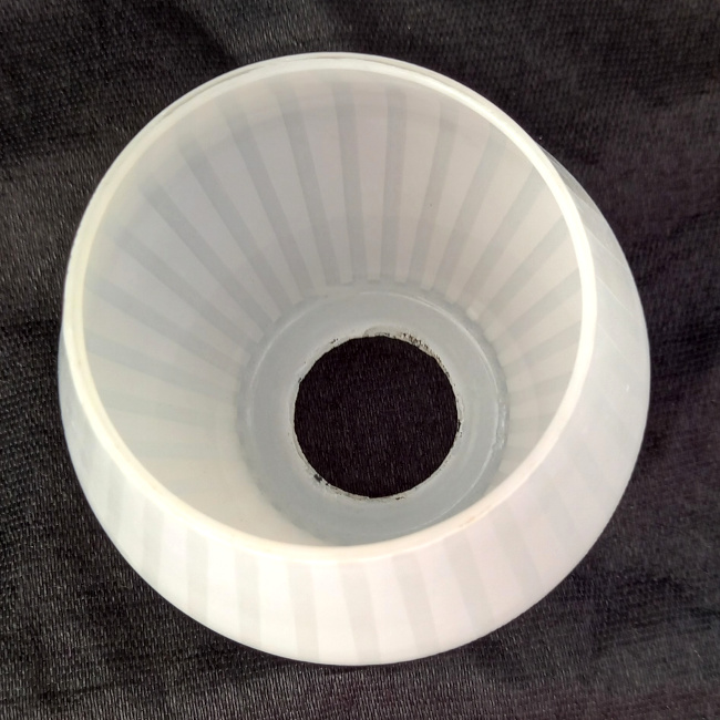 Retro cylindrical tube light shade in white glass with white stripes