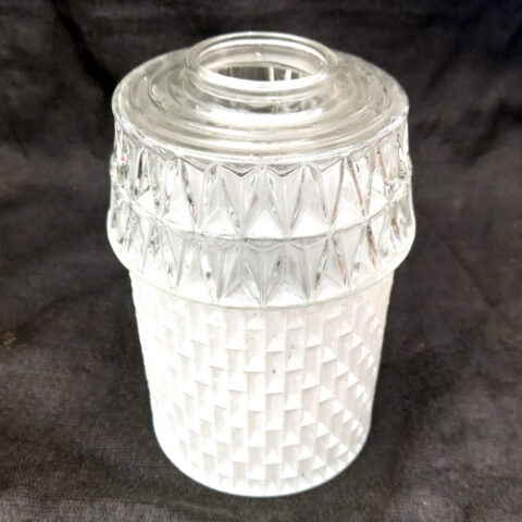 Retro Cylindrical Textured Glass Lamp Shade – White/Clear (LAMP-114)