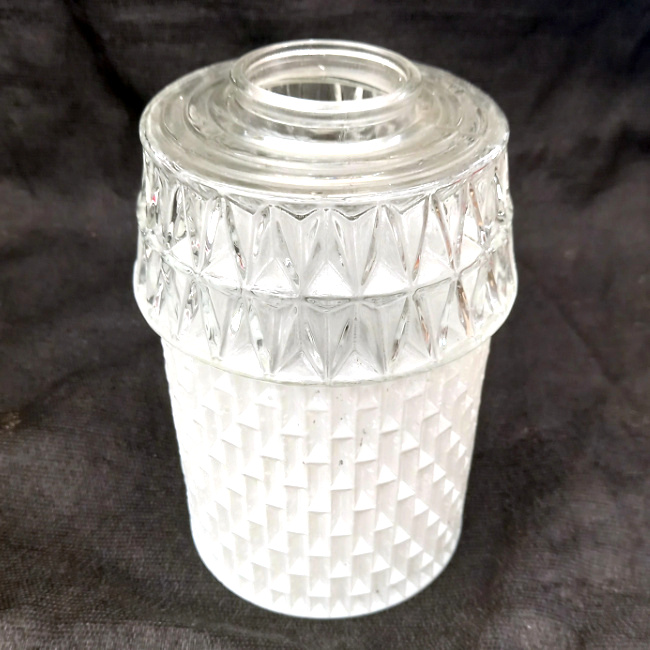 Retro cylindrical white and clear textured glass lamp shade