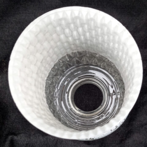 Retro cylindrical white and clear textured glass lamp shade