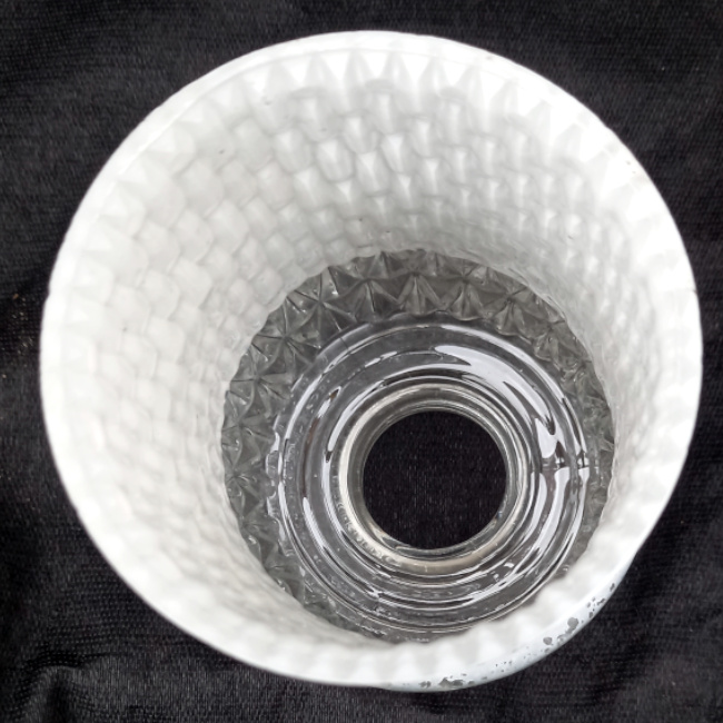 Retro cylindrical white and clear textured glass lamp shade