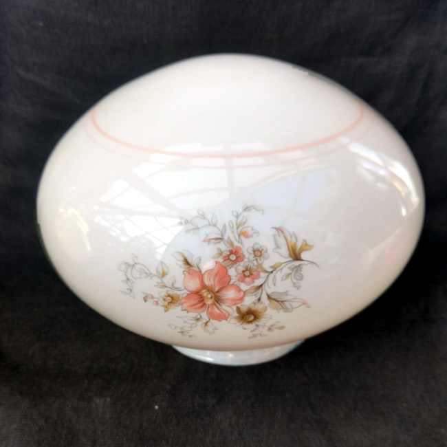 Vintage glass ceiling lamp shade with decorative floral design