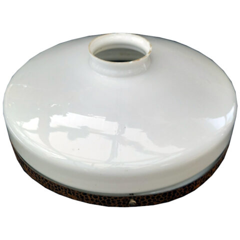 1920s Milk Glass Lamp Shade with Copper Band – 340mm (LAMP-120)