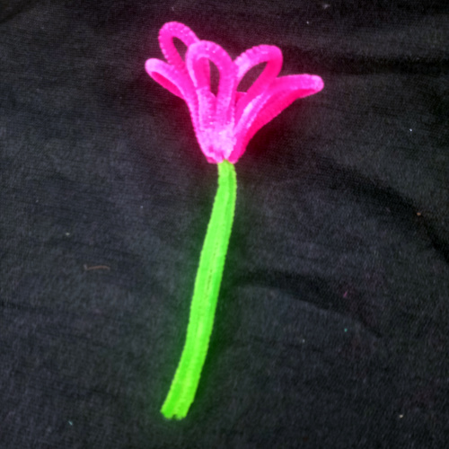 Colourful handmade flowers made from pipe cleaners